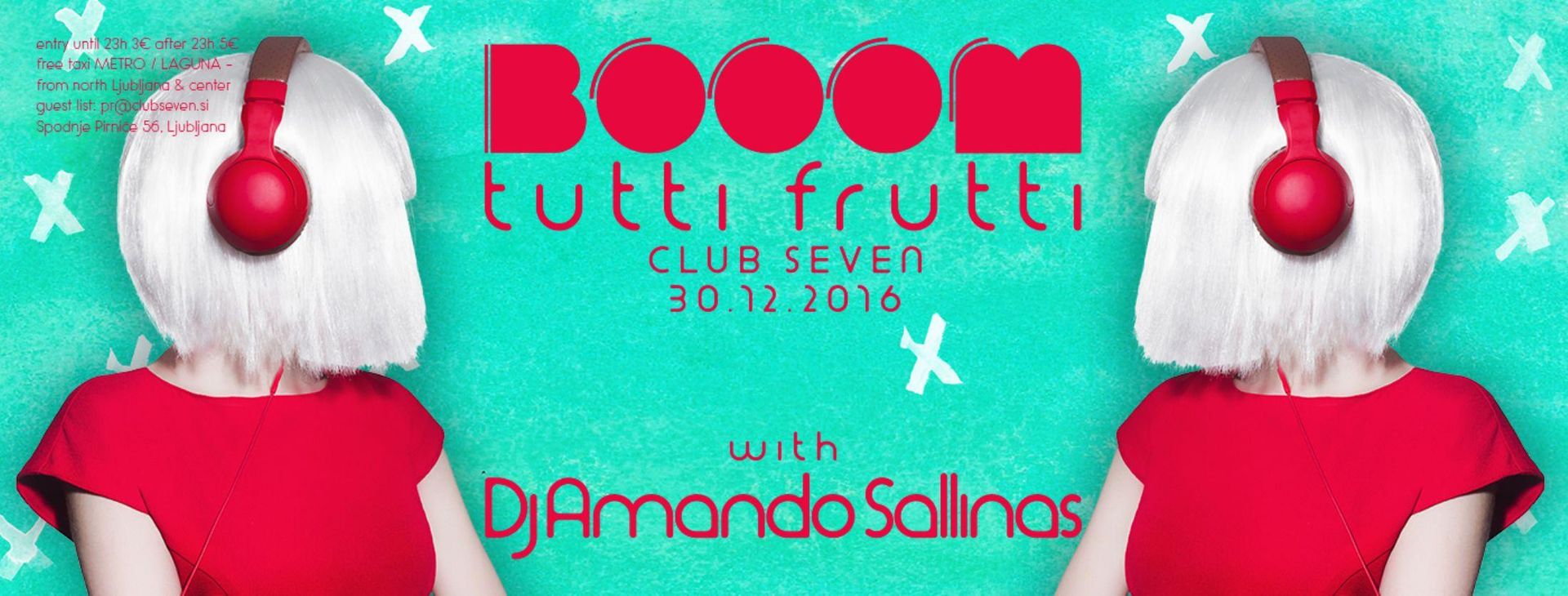 BOOOM tutti frutti hiti 90s 00s 10s // 30.12.2016 ob 21h // Club SEVEN