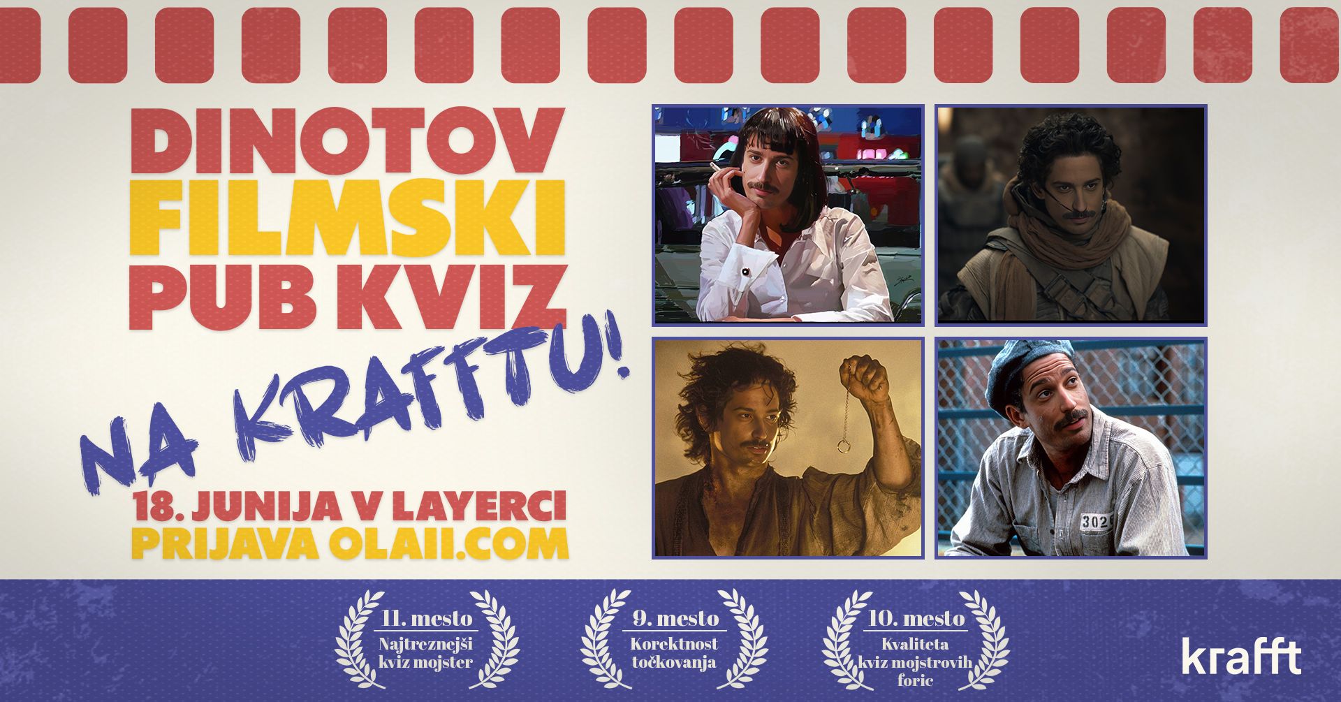 Dinotov filmski pub kviz na Krafftu!