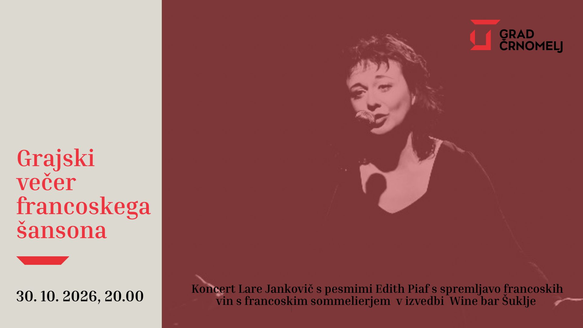 Grajski večer francoskega šansona in vina: Lara Jankovič
