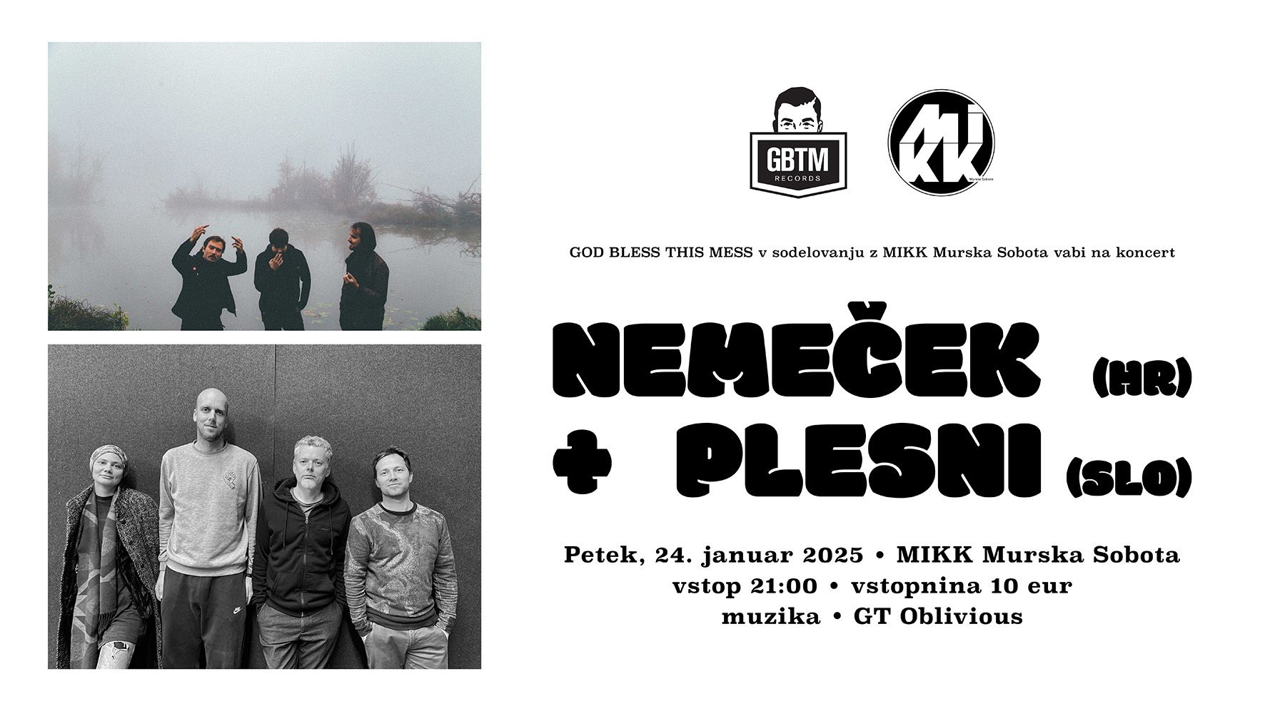 KONCERT: NEMEČEK (ZAGREB, HR) + PLESNI (MARIBOR, SLO)