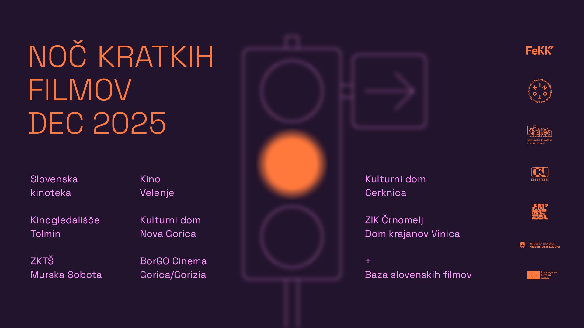 Noč kratkih filmov 2025, projekcija kratkih filmov za odrasle, 106 minut