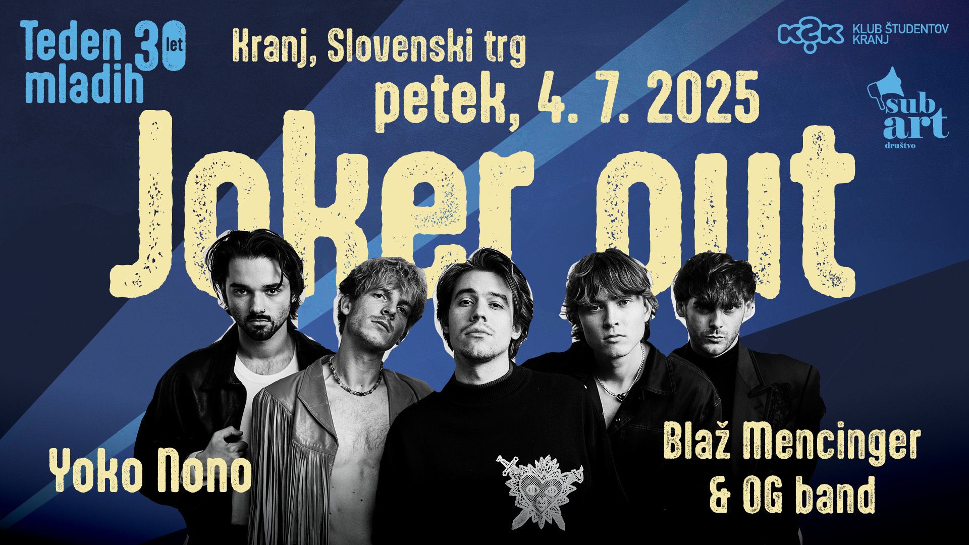 JOKER OUT + Blaž Mencinger & OG Band + Yoko Nono - TM25 (30 let)