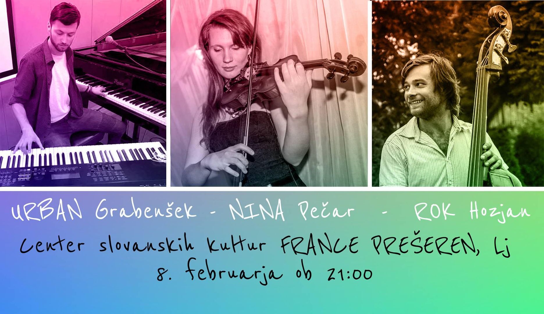 TRIO - Nina Pečar, Urban Grabenšek, Rok Hozjan. VSTOP PROST!